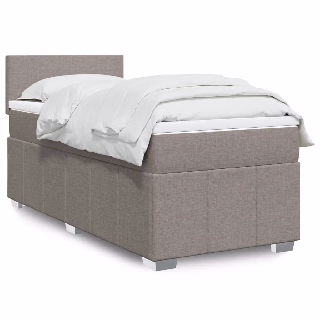 vidaXL Giroletto a Molle con Materasso Ibrido in Tessuto, Colore Tortora, L/P: 100 x 200 cm