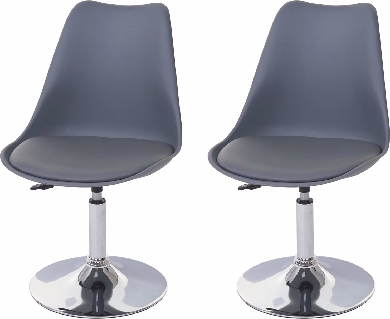 Set da 2 sedie da pranzo Oslo | A x L x P 80 x 48 x 54 cm | Altezza seduta 42 cm | Pelle finta | Grigio scuro | Sedia da cucina