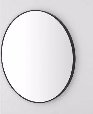 Specchio da bagno rotondo INBAGNO con cornice in metallo nero opaco, installazione a parete, Larghezza: 80 cm