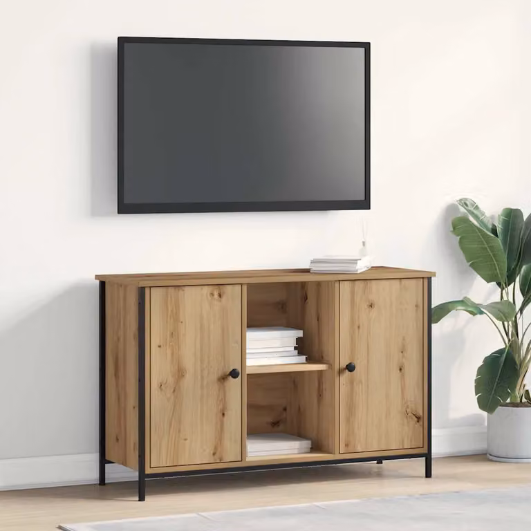 Set mobile TV moderno vidaXL in legno e MDF color marrone L 101 cm x P 35 cm x H 65 cm