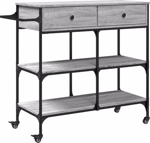 Carrello da cucina in legno e metallo DESIGN IN Grigio Sonoma L/P/H: 105 x 42 x 95 cm