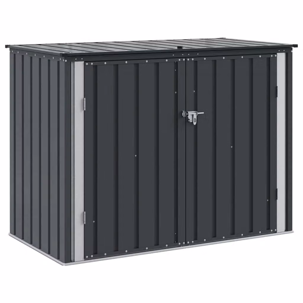 vidaXL Scatola di Stoccaggio per Giardino in Metallo Nero L: 151,5 cm, P: 82 cm, H: 110,5 cm – 2