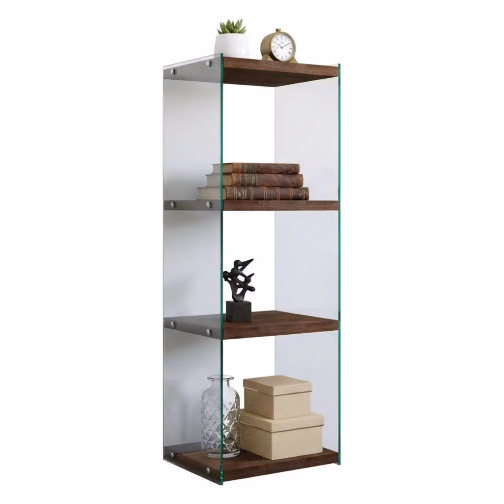 Libreria Zenobie DMORA in legno e vetro, colore noce, L 40 cm, P 35 cm, H 120 cm – 2
