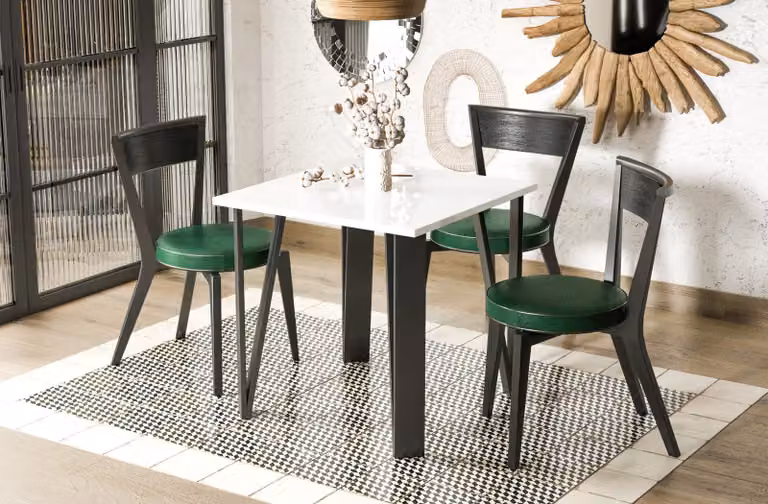 Tavolo da pranzo allungabile Endo-Möbel Adeo 80cm - 170cm con struttura in metallo (bianco lucido)