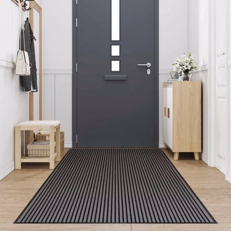 vidaXL Zerbino a Strisce Nere e Grigie 115x400 cm
