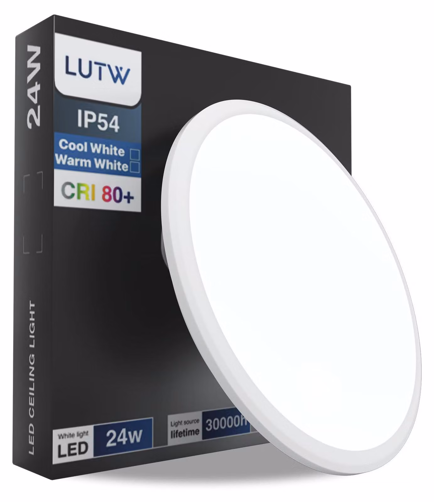 Lampada a soffitto LED LUTW, 24W, luce bianca fredda 6500K, 2400 lumen, diametro 30 cm