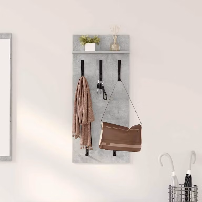 Appendiabiti a muro vidaXL moderno in MDF Grigio cemento L 40 x P 10 x H 90 cm