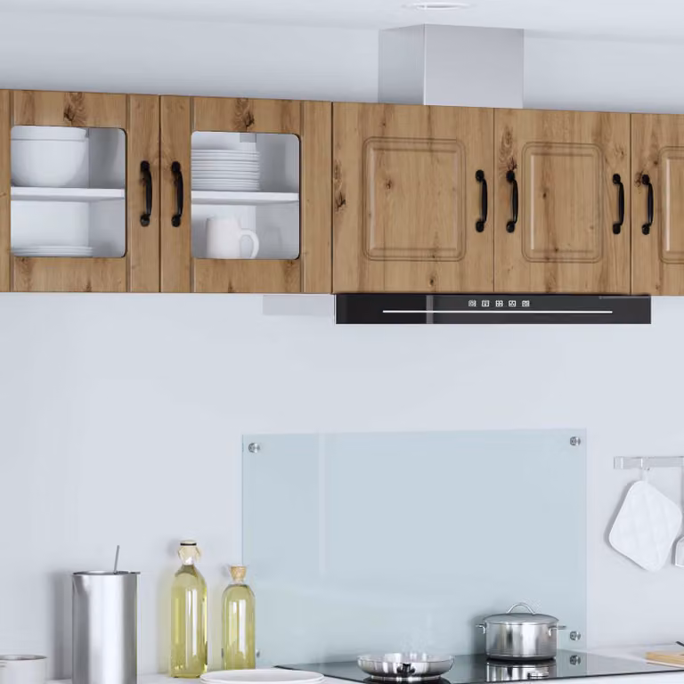 Set di 2 mobili da parete LUCCA vidaXL con ante in vetro, Rovere Artigianale, Marrone, L/P/H: 40 x 40 x 16,67 cm