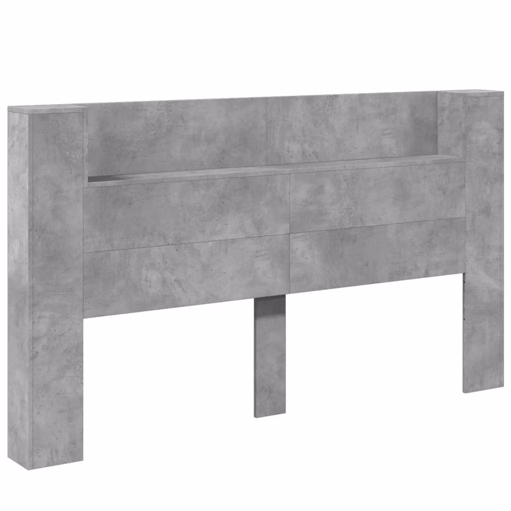 Testiera decorativa vidaXL in legno multistrato grigio cemento con illuminazione integrata e mensola, L 180 x P 16,5 x H 103,5 cm – 2