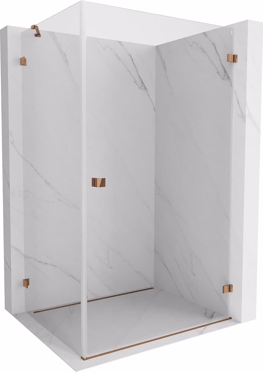 Mexen Lunar-B cabina doccia ad anta destra 95 x 80 cm, trasparente, oro rosa - 832-095-080-60-00-P