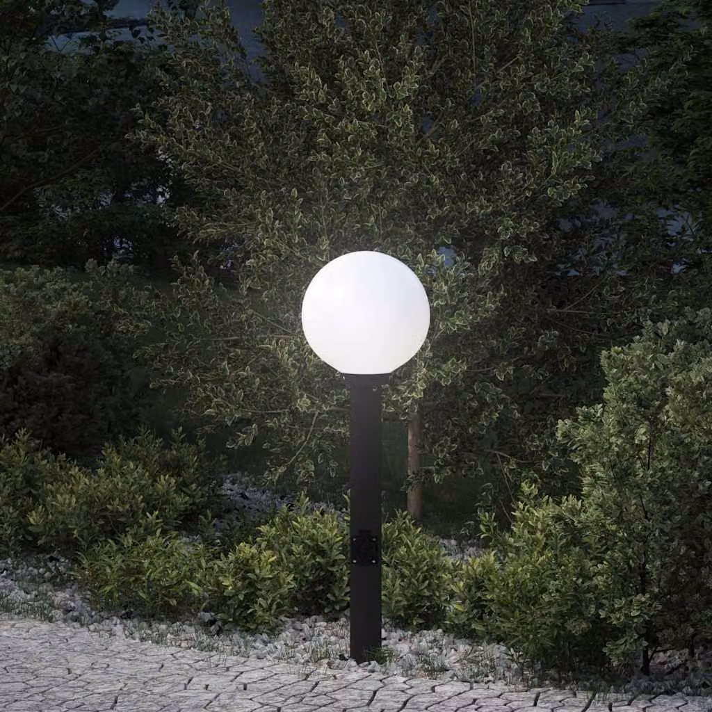 vidaXL Lampada a paletto nera con presa elettrica e design moderno per giardino e terrazzo, IP44, Altezza: 80 cm