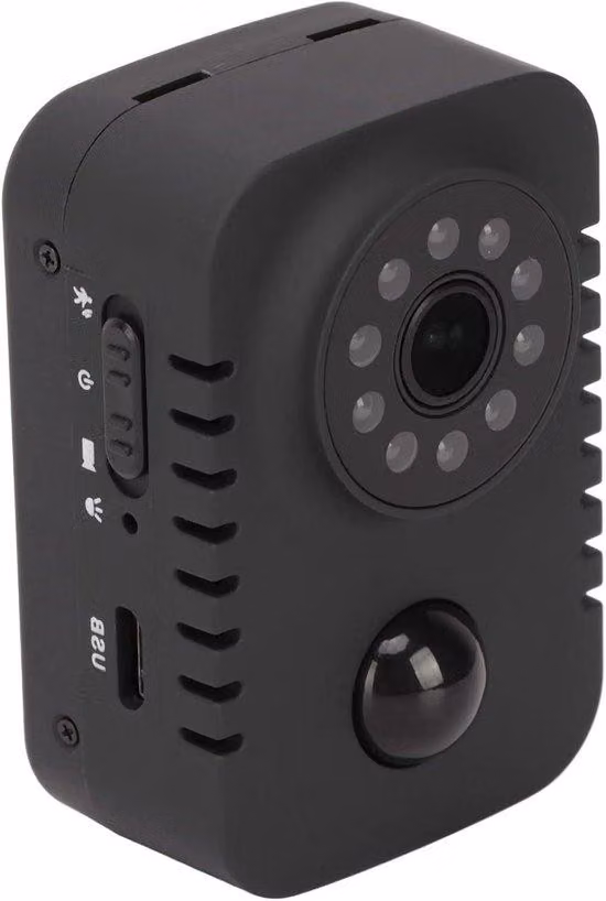 Videocamera HD 1080p portatile - Videocamera grandangolare con sensore PIR a infrarossi - Batteria da 1200 mAh - Funzione di visione notturna