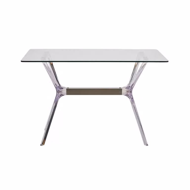 Tavolo rettangolare moderno in vetro e polipropilene trasparente Mobili 2G L: 120 cm, P: 80 cm, H: 76 cm