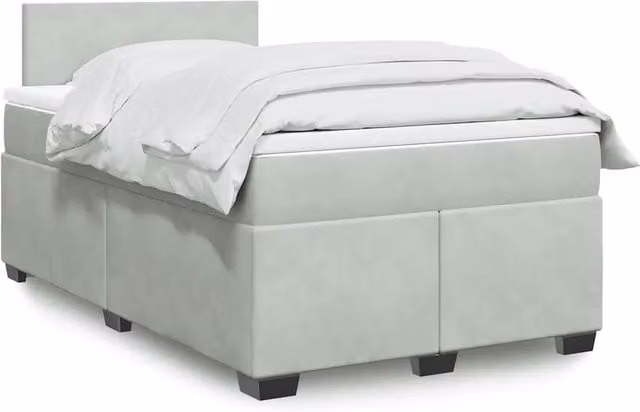 Letto Ibrido vidaXL con Materasso in Velluto Grigio e Bianco L/P/H: 120 x 200 cm