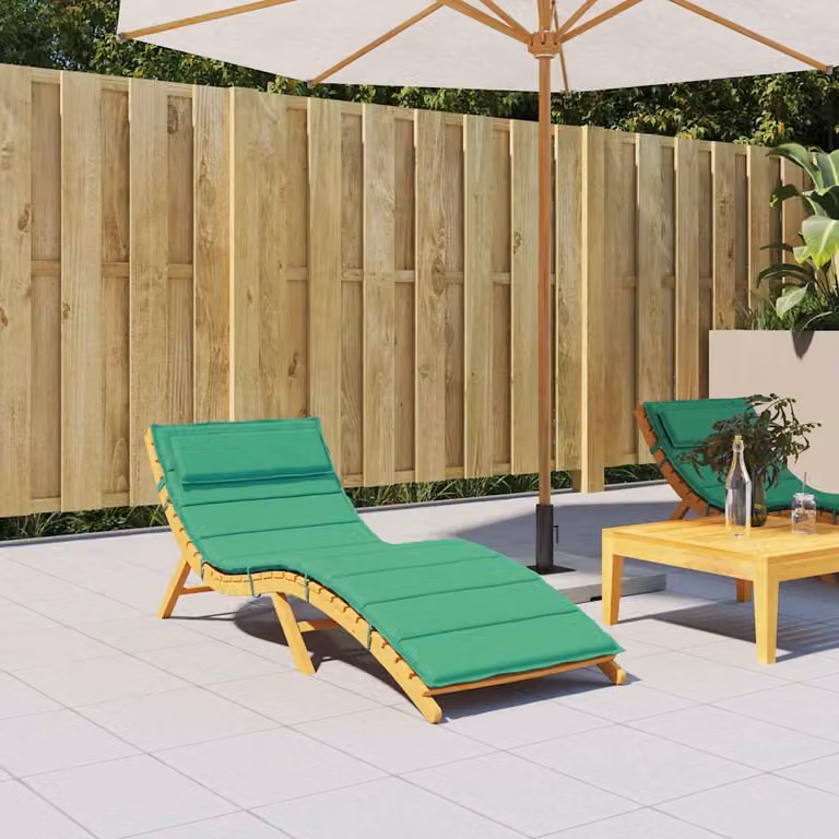 vidaXL Cuscino per Lettino Verde in Tessuto Oxford Idrorepellente e Traspirante L: 180 cm, P: 60 cm, H: 4 cm