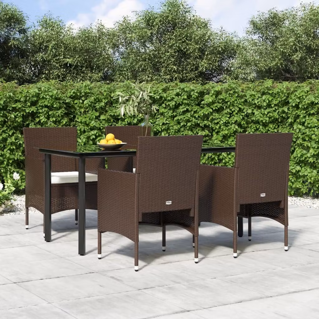 Maison Exclusive - Set da pranzo da giardino a 5 pezzi con cuscini marroni e neri