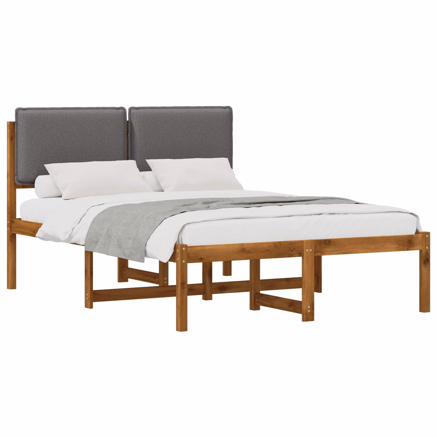 vidaXL Letto con Testiera Rivestita Naturale e Grigio Chiaro