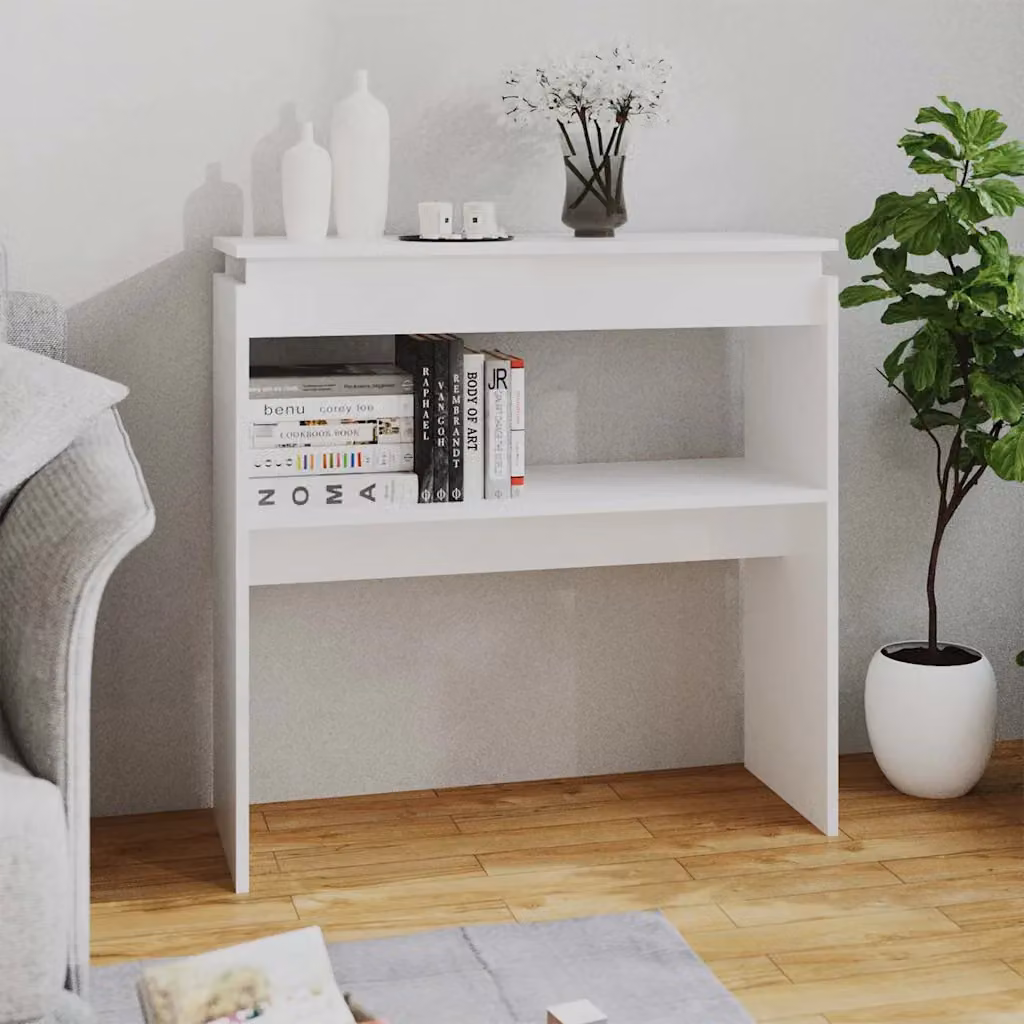 vidaXL Tavolino Consolle Moderno Bianco in Legno L: 80 cm, P: 30 cm, H: 80 cm