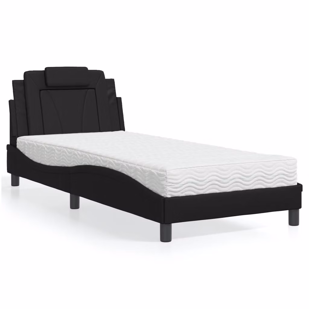Letto Viana vidaXL con Materasso in Similpelle Nero 90x200 cm