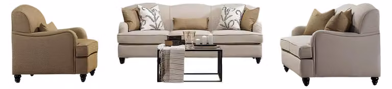 Modernes 3-teiliges Sofa-Set: 3-Sitzer, 2-Sitzer und Sessel Beige