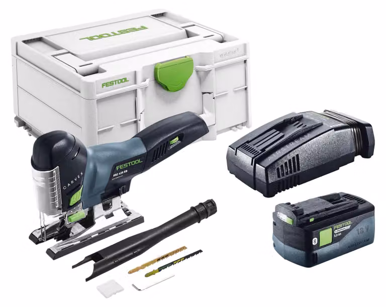 Festool PSC 420 EB-Basic Seghetto alternativo a batteria 18 V 120 mm Brushless + 1x batteria 5,0 Ah + caricabatterie rapido + Systainer