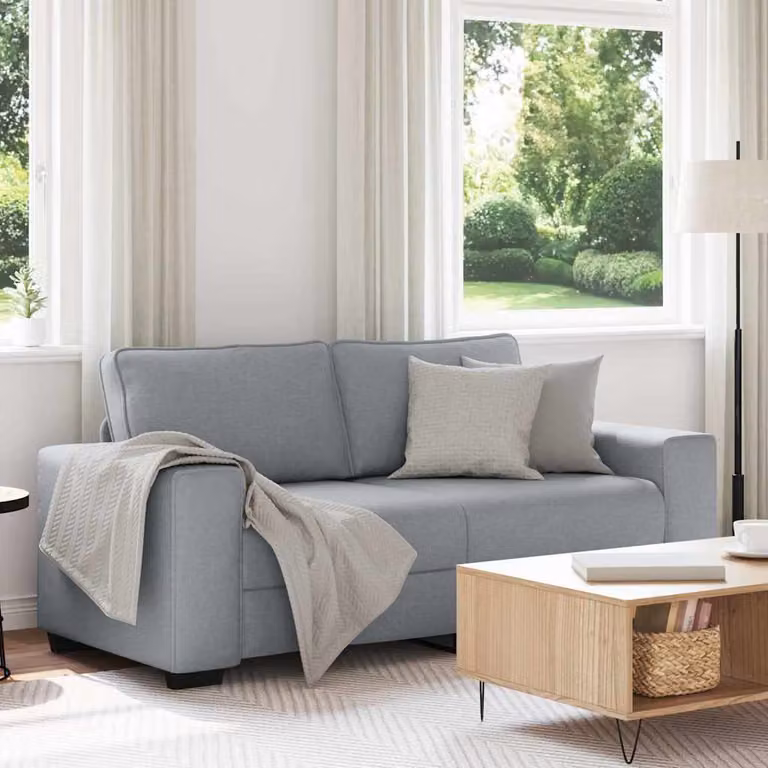Divano a 2 Posti vidaXL Grigio Chiaro in Tessuto Moderno L: 180 cm, P: 77 cm, H: 82 cm