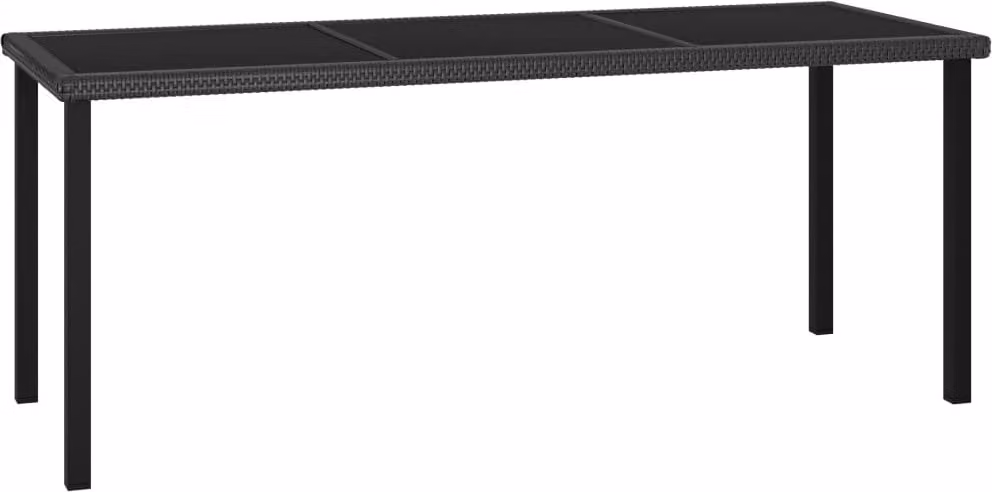 The Living Store Tavolo da pranzo da giardino nero 180x70x73 cm Poly Rattan