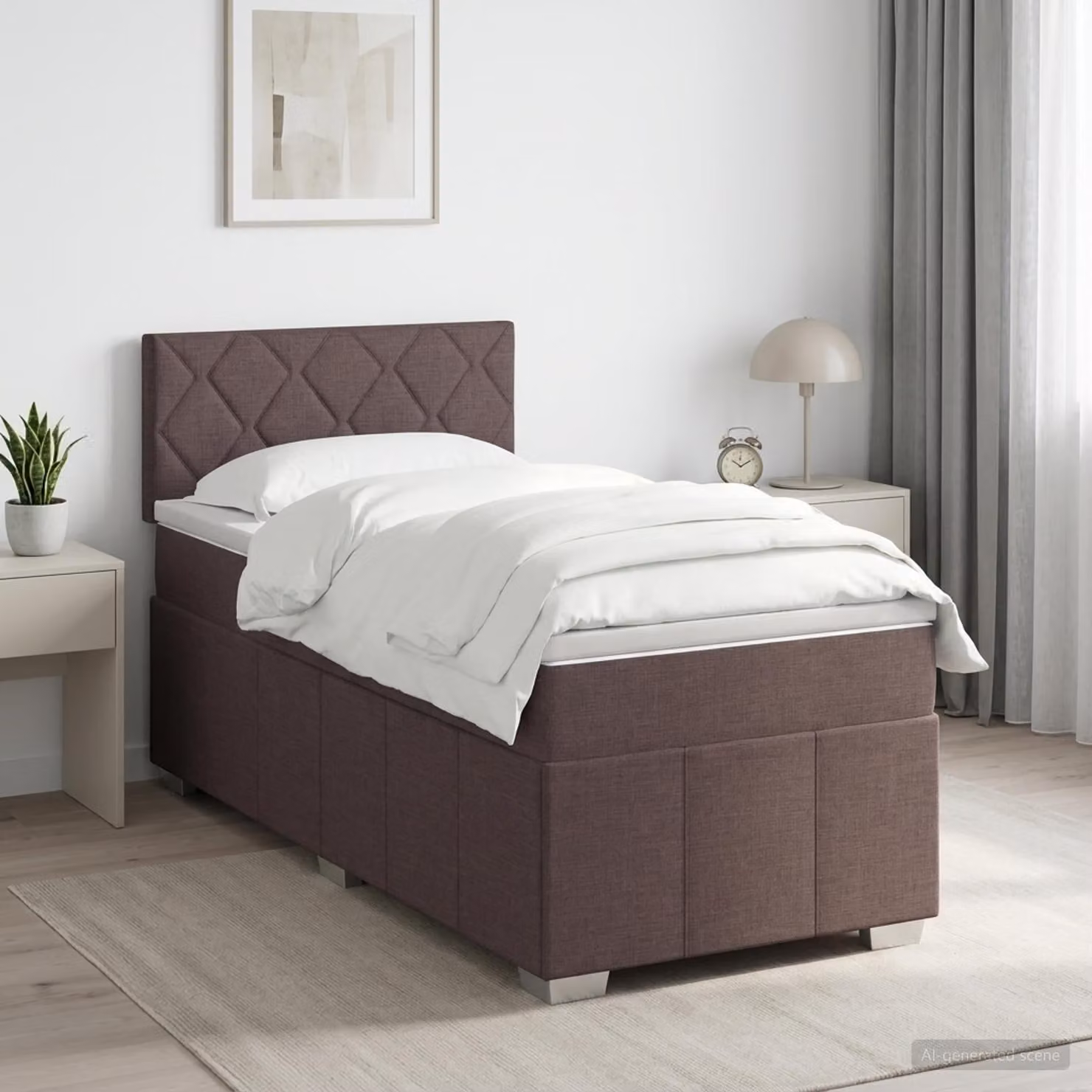 Maison Exclusive - Letto boxspring con materasso marrone scuro 90 x 200 cm Tessuto