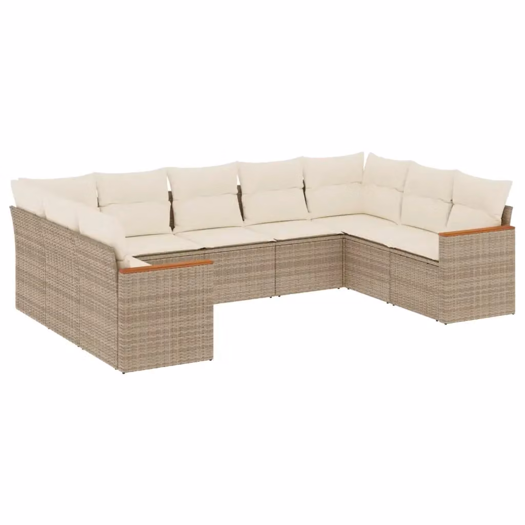 vidaXL Set Divano da Giardino a L 9 pz con Cuscini Beige e Struttura in Metallo – 2