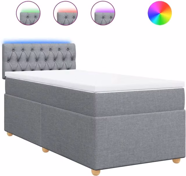 Letto singolo | Letto per adulti | Giroletto a Molle con Materasso Grigio Chiaro 80x200 cm Tessuto