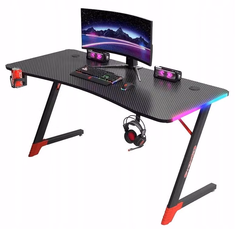 Tavolo da gaming - Scrivania 140x60x75 cm - Tavolo da computer nero - Mobili da gaming - Tavolo da gioco