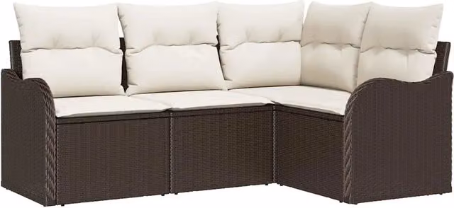 Set Divano da Giardino | Set Salotto da Giardino Marrone polyrattan