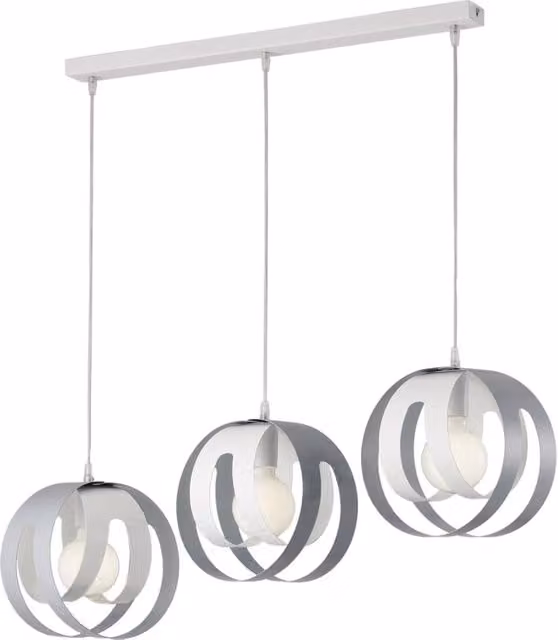 Lampada a sospensione Tobias Grau con 3 luci in metallo bianco e grigio con binario e altezza regolabile