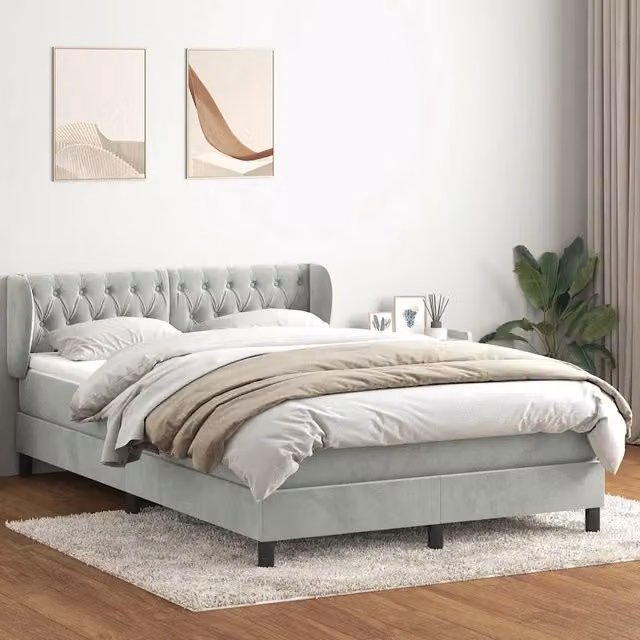 Giroletto a Molle con Materasso Grigio Chiaro 160x210cm Velluto 3317781