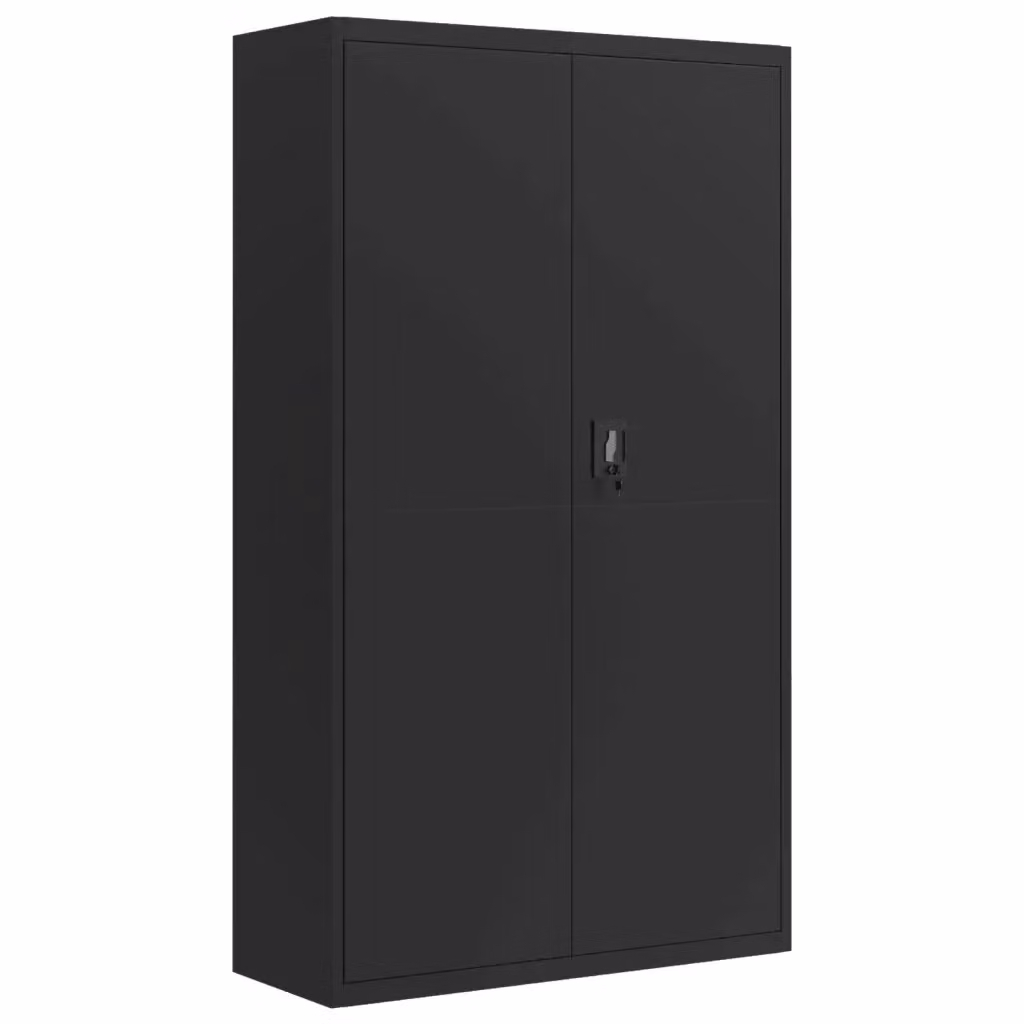 Armadio Classificatore vidaXL in Metallo Nero Opaco con Ante a Battente e Ripiani Regolabili L: 105 cm, P: 40 cm, H: 180 cm – 2