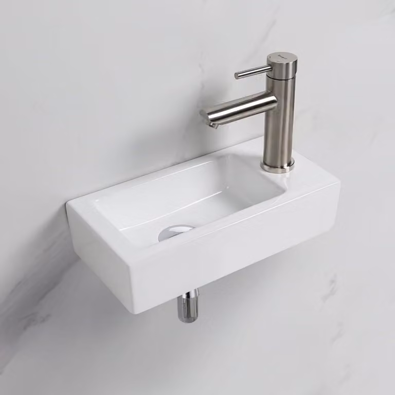 Lavabo sospeso Ibergrif, dimensioni 37,6 x 18,8 x 9,3 cm, facile da pulire e da installare