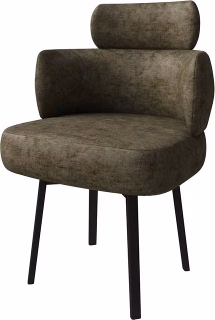 Sedia da Pranzo Girevole a 360°, Poltrona con Braccioli Imbottita in Chenille Verde Oliva con Schienale Curvo