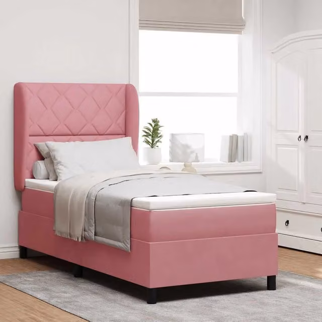 Letto ibrido con testiera in velluto rosa vidaXL L/P: 200 x 100 cm – 1