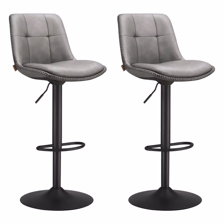 Set di 2 Sgabelli da Bar Nero Inchiostro, Grigio Tortora