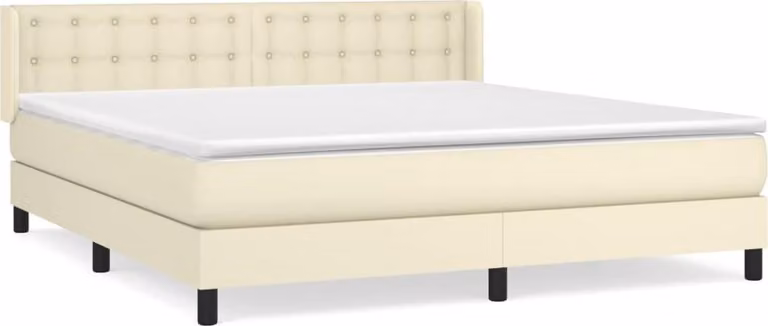 Giroletto a Molle con Materasso Crema 180x200 cm in Pelle finta
