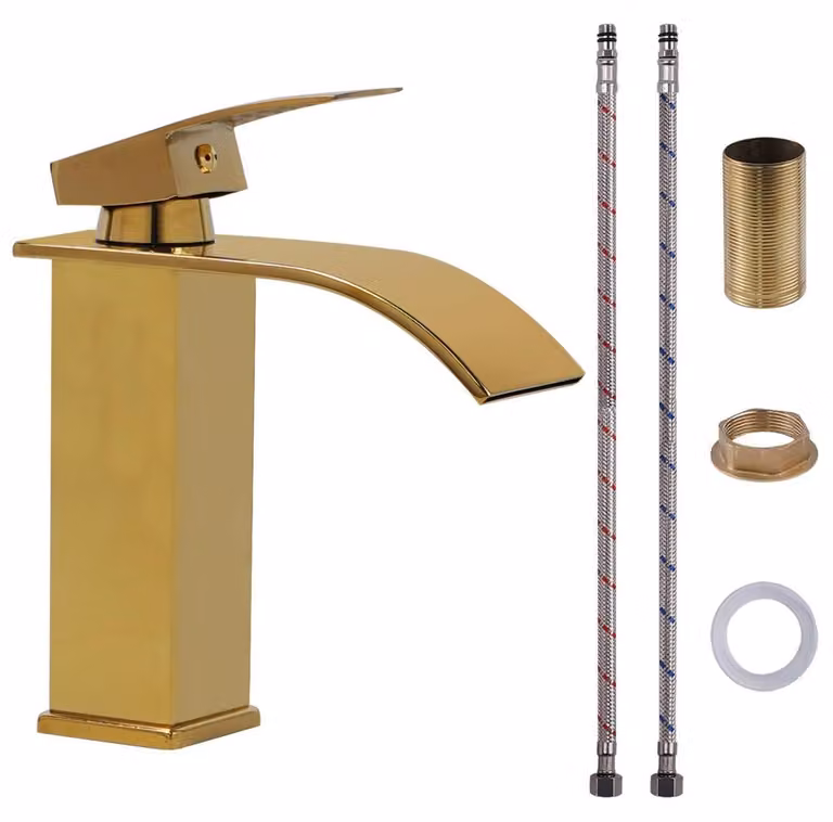 Rubinetto a cascata, acciaio inossidabile, finitura dorata