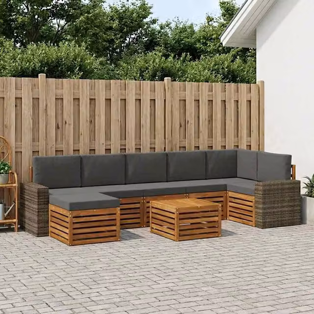 Set di divani da esterno 8 pz Naturale e Antracite 3384668