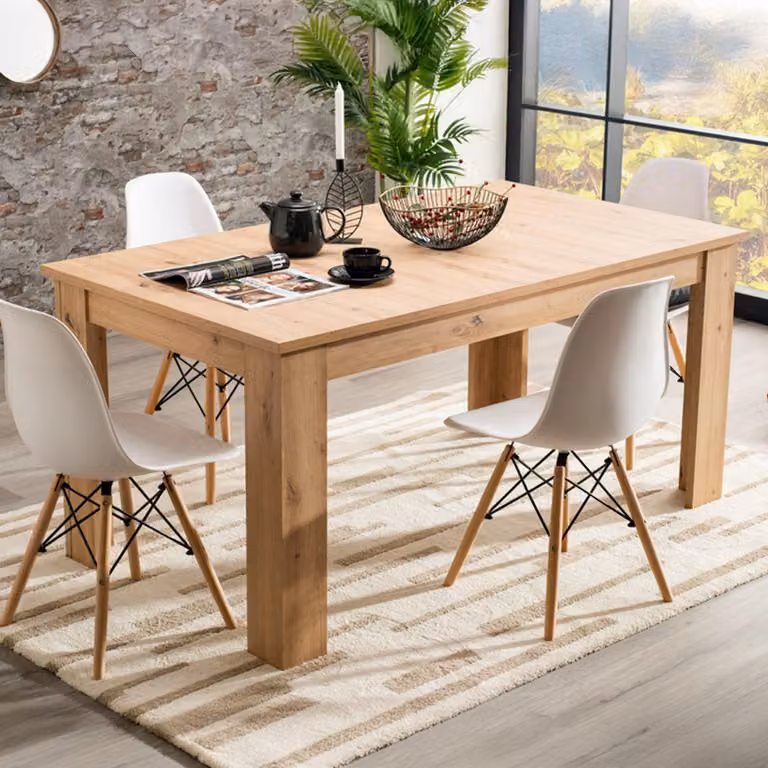Dmora Tavolo Allungabile Lanusei 161x91x77h cm Marrone Rovere Nodi, 8 Posti Allungabile