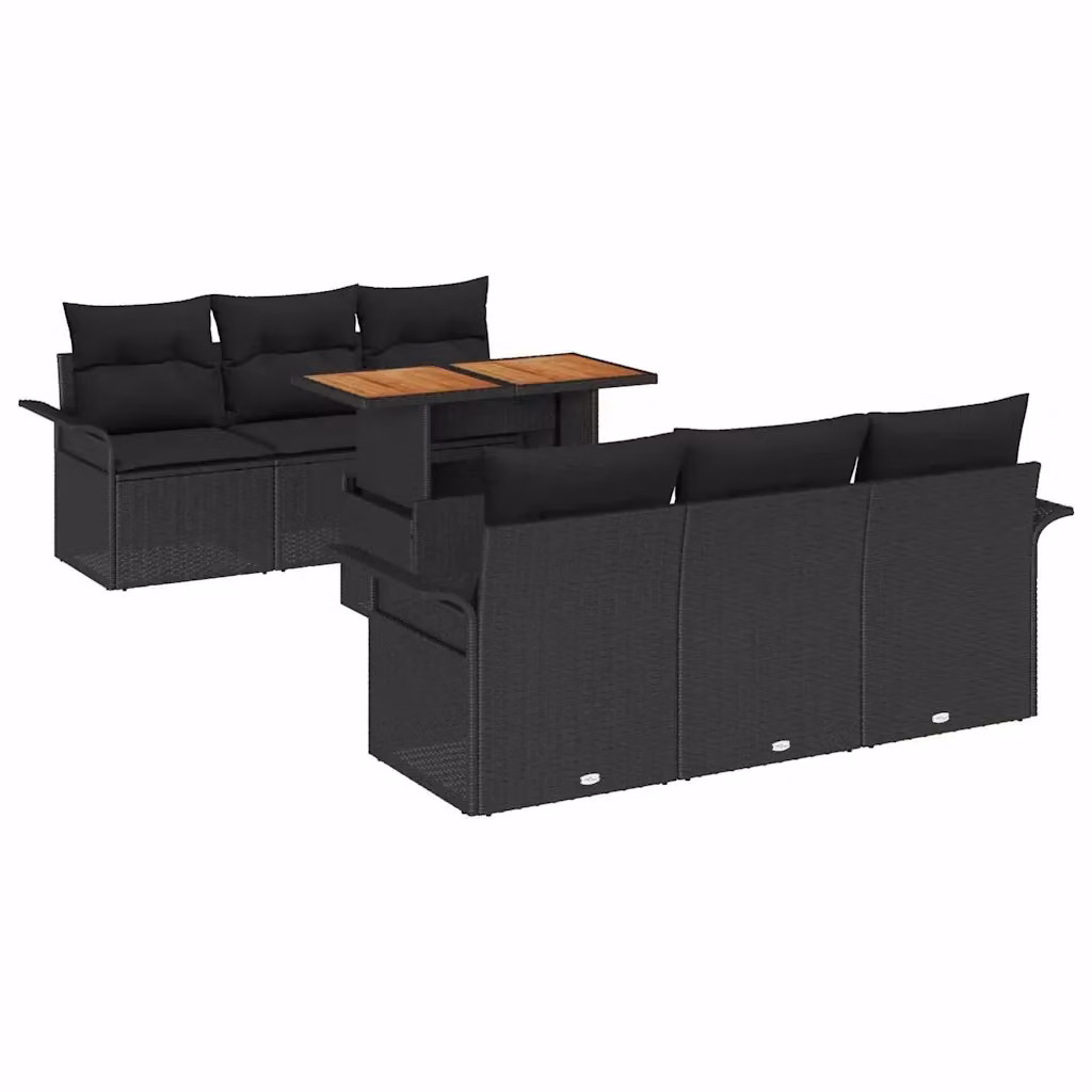 Set Divano da Giardino Moderno vidaXL 7 Pezzi con Tavolino e Cuscini Nero – 2