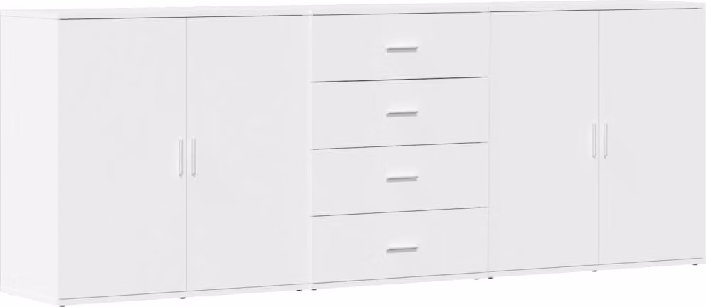Credenze 3 pz Bianco in Legno Multistrato