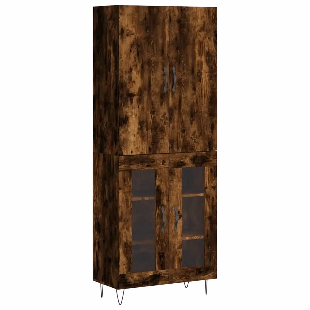 Credenza moderna vidaXL in legno rovere e metallo, colore marrone, L: 69,5 cm, P: 34 cm, H: 180 cm – 2