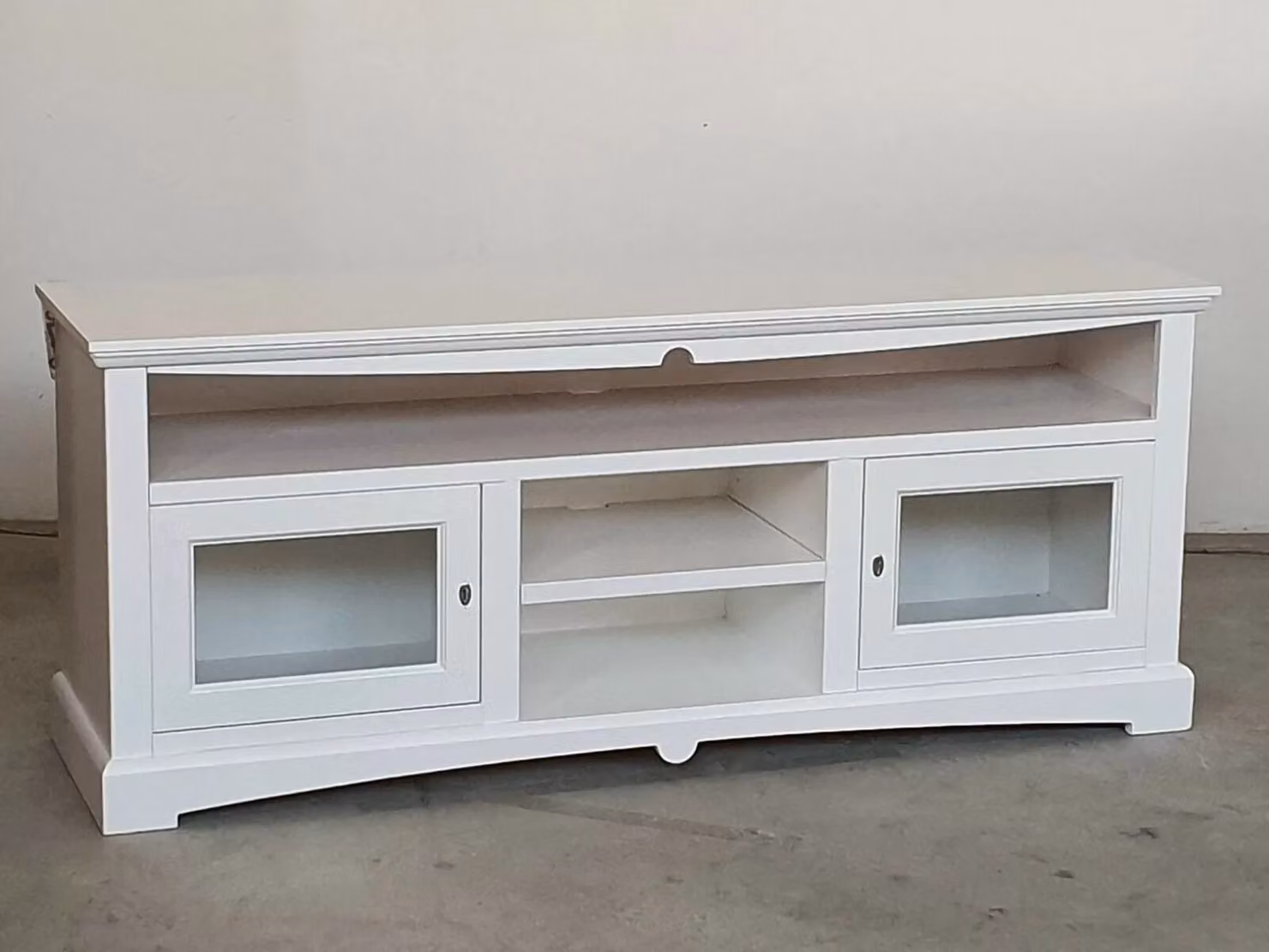 Mobile porta TV Goccia Mobili 2G in legno laccato bianco con dettagli in vetro L: 170 cm, P: 46 cm, H: 69 cm – 3