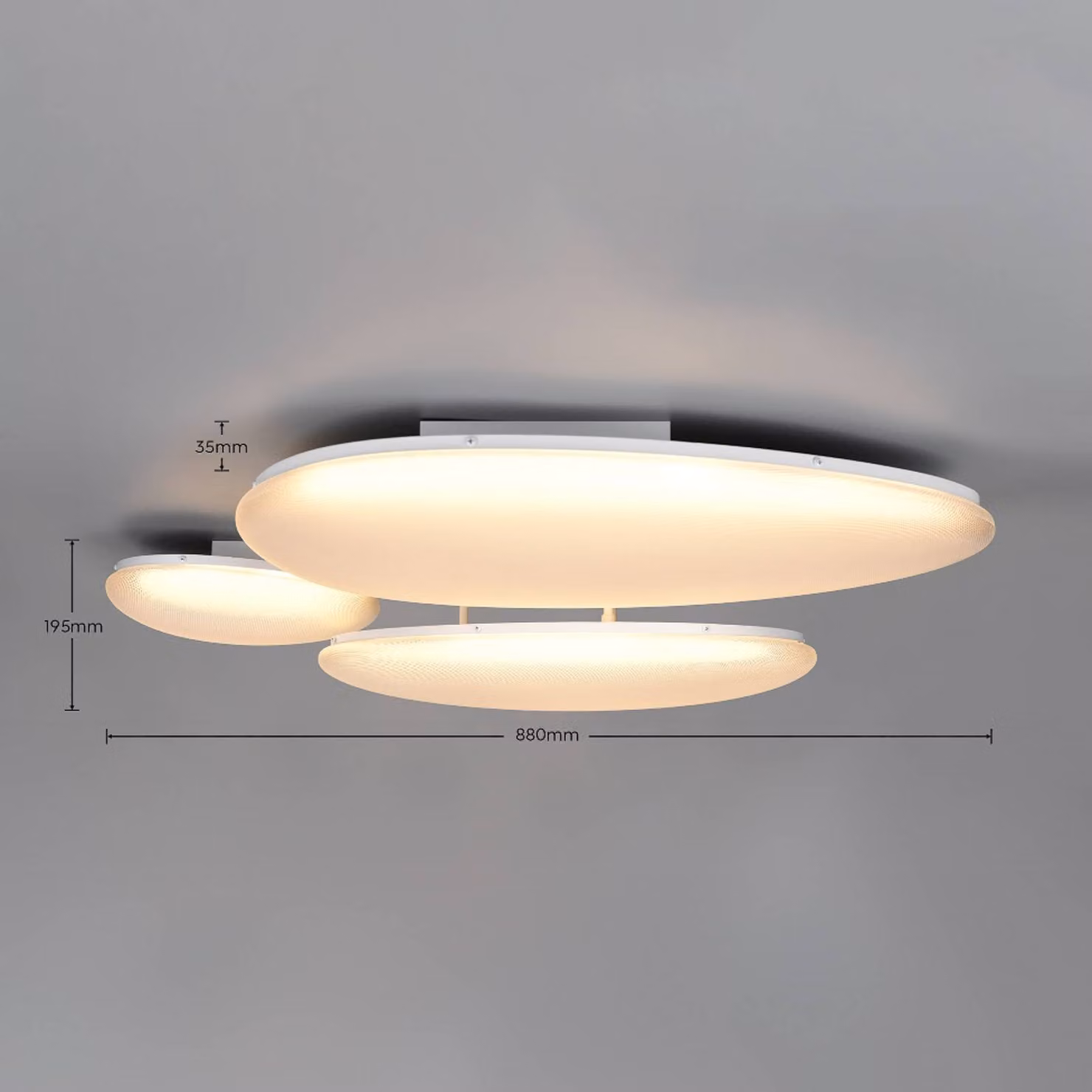 Trio Lighting Plafoniera soffitto Ozera, dimmerabile, Bianco / Opale, Soggiorno / Sala da pranzo, Plastica, Moderno, Plafoniera