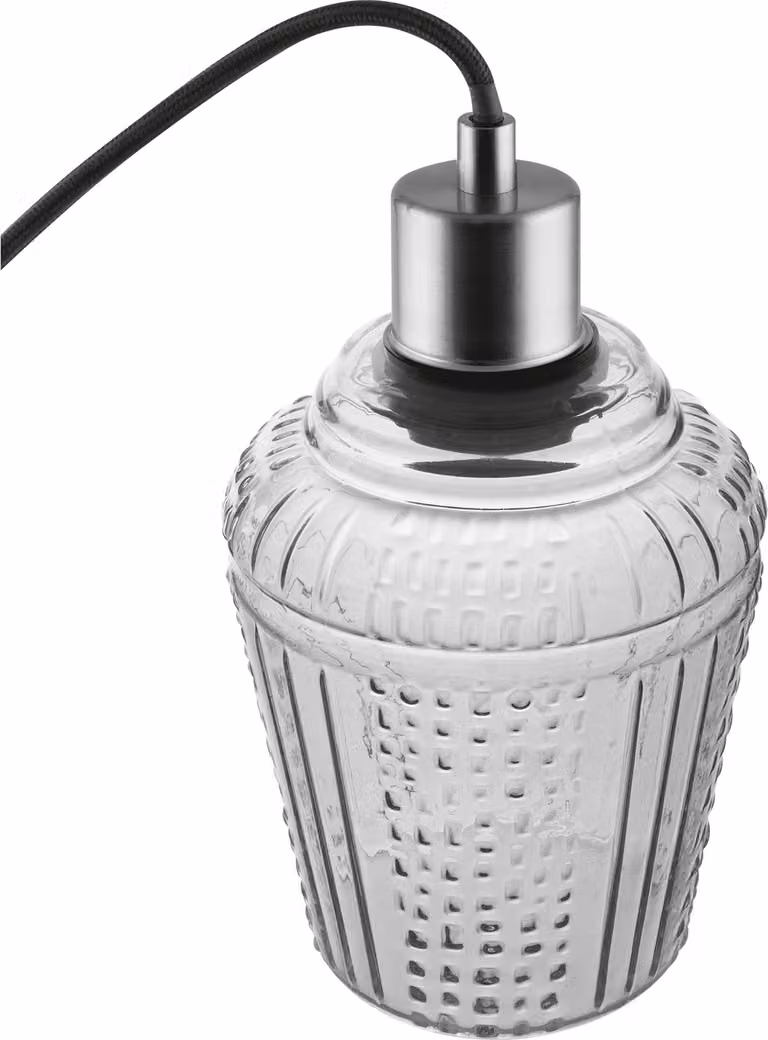 LEDVANCE Vintage Edition 1906, Plafoniera con base E27, Vetro grigio fumo, Senza lampadina, Vaso a sospensione intagliato