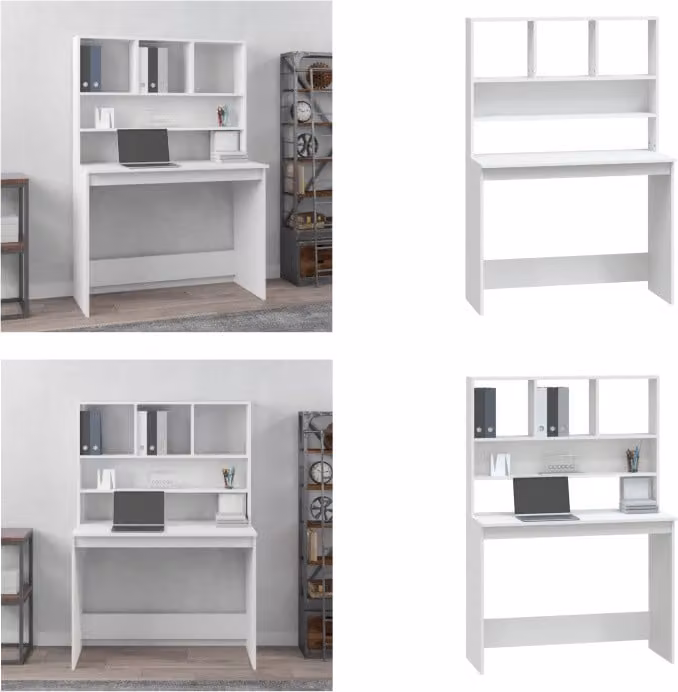 vidaXL Scrivania con ripiano bianco 102x45x148 cm in legno - Scrivania - Scrivania - Scrivania per ufficio - Scrivania per computer